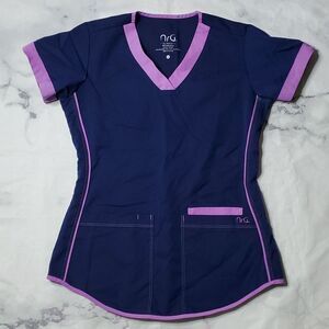 NrG by Barco Navy/Purple Scrub Top